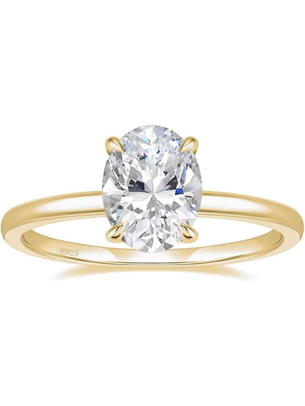 Sterling Silver 925 Oval Cut Engagement Ring for Women - Elegant & Timeless